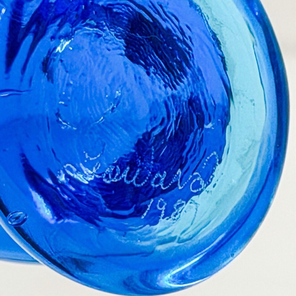 Leo Ward 1987 Blue Bird of Happiness Pair Signed UV Reactive Art Glass - Picture 7 of 10